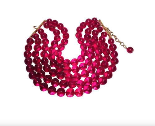 Vintage-Halskette von Chanel mit roten Perlen